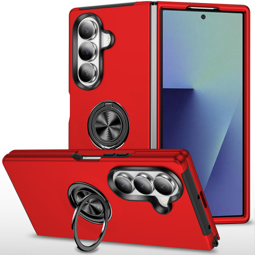 360 Rotating Ring Grip Hybrid Case for Samsung Galaxy Z Fold 8 Ultra - Red