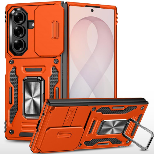 Military Grade Ring Holder Case with Camera Lens Cover for Samsung Galaxy Z Fold 8 Ultra - Cosmic Orange