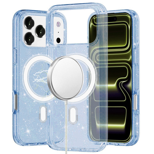 Crystal Glitter Fusion Case with MagSafe for iPhone 18 Pro Max and iPhone 17 Pro Max - Light Blue