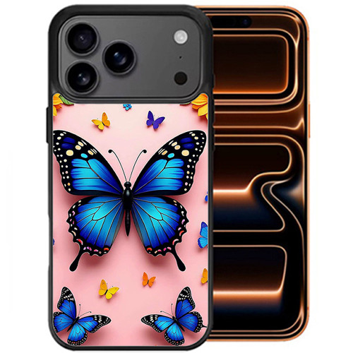 Sublimation Printing Designer Series Case for iPhone 18 Pro and iPhone 17 Pro - Butterfly Blue