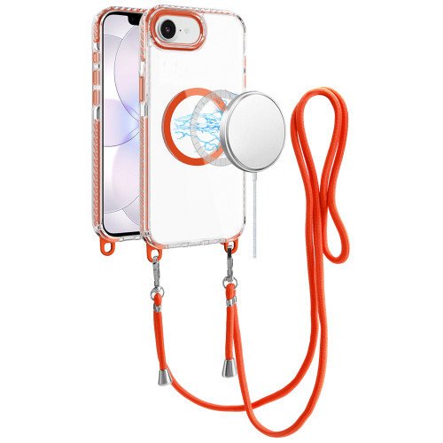 Transparent Protective Bumper Case with MagSafe and Lanyard for iPhone 17e / 16e - Cosmic Orange