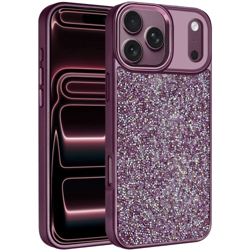 Dazzling Mini Crystal Hybrid Case for iPhone 18 Pro and iPhone 17 Pro - Burgundy