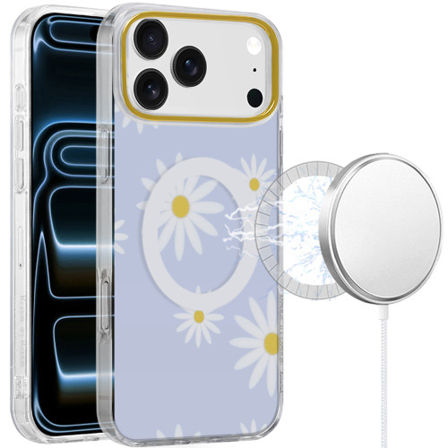 Mood Series MagSafe Hybrid Case for iPhone 18 Pro Max and iPhone 17 Pro Max - Sky Blue Daisy
