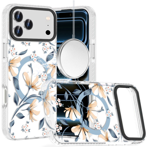 Transparent Protective Bumper Case with MagSafe for iPhone 18 Pro Max and iPhone 17 Pro Max - White Magnolia Floral