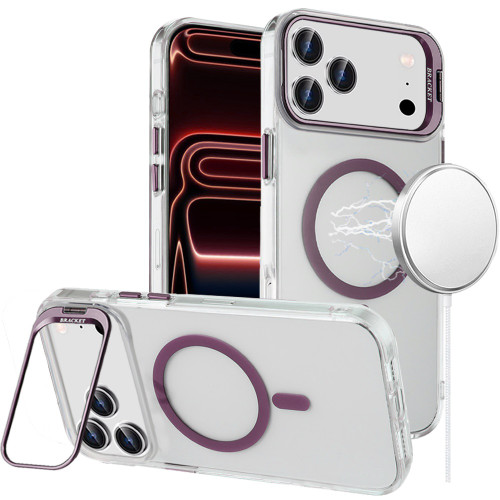 InFrame Series MagSafe Crystal Case with Camera Ring Stand for iPhone 18 Pro Max and iPhone 17 Pro Max - Burgundy