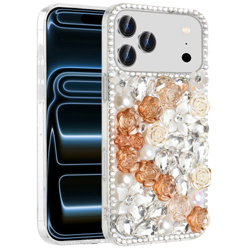 Dazzling Bling 3D Crystal Diamond Case for iPhone 18 Pro and iPhone 17 Pro - Gold