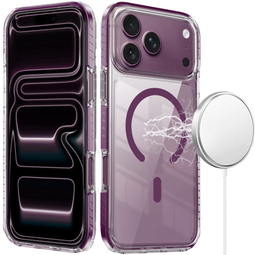 Transparent Crystal Edge Bumper Case with MagSafe for iPhone 18 Pro and iPhone 17 Pro - Burgundy