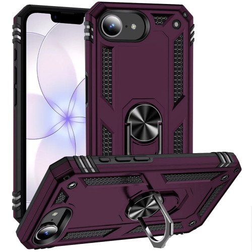 Military Grade Hybrid Case with Ring Grip for iPhone 17e / 16e - Burgundy