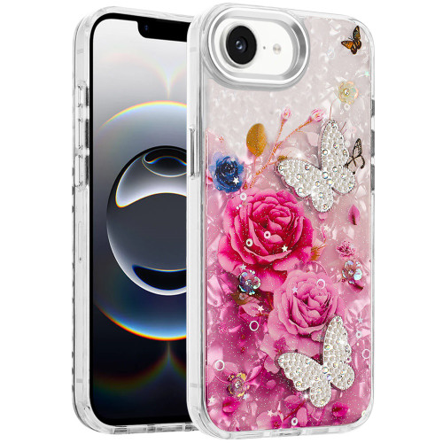 Butterfly Ornaments Design Epoxy Glitter Hybrid Case for iPhone 17e / 16e