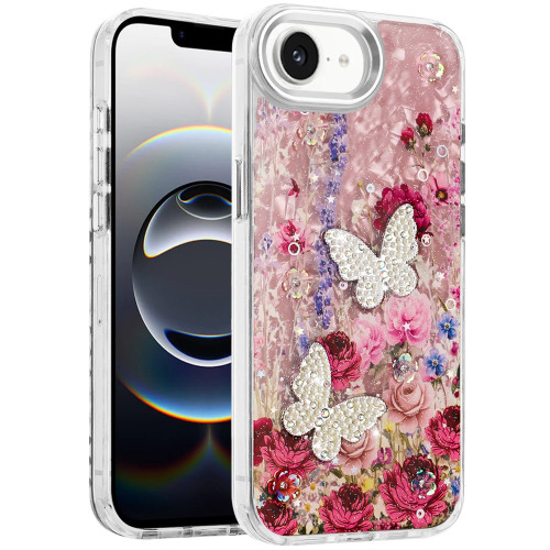 Butterfly Ornaments Design Epoxy Glitter Hybrid Case for iPhone 17e / 16e