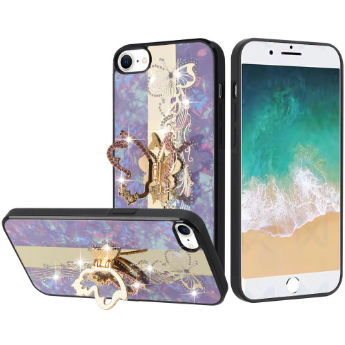 Splendid Bling Crystal Diamond Case with 3D Butterfly Stand for iPhone 17e / 16e - Purple