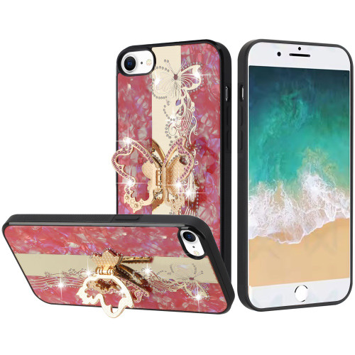 Splendid Bling Crystal Diamond Case with 3D Butterfly Stand for iPhone 17e / 16e - Red