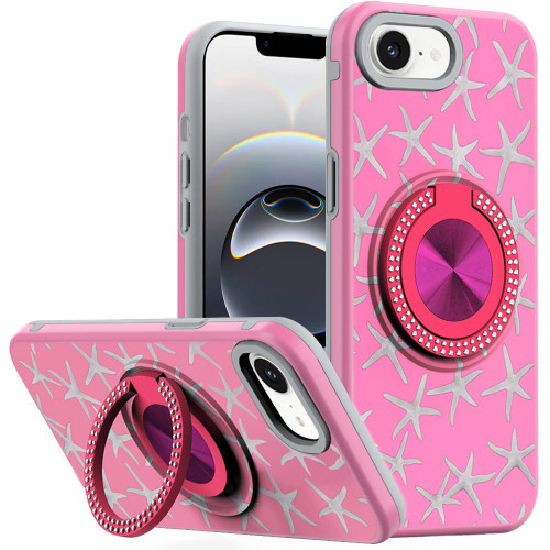 Circular Series Hybrid Case with Rotating Ring Stand for iPhone 17e / 16e - Starfish