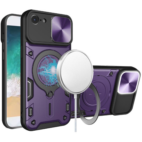 Superior Series Hybrid Case with Ring Stand and Camera Lens Cover for iPhone 17e / 16e - Purple