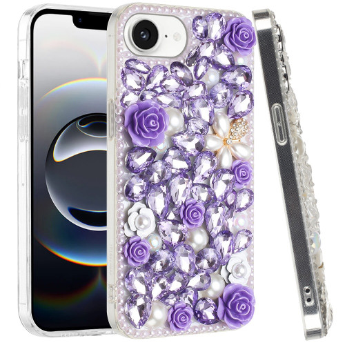 Dazzling Bling 3D Crystal Diamond Case for iPhone 17e / 16e - Purple