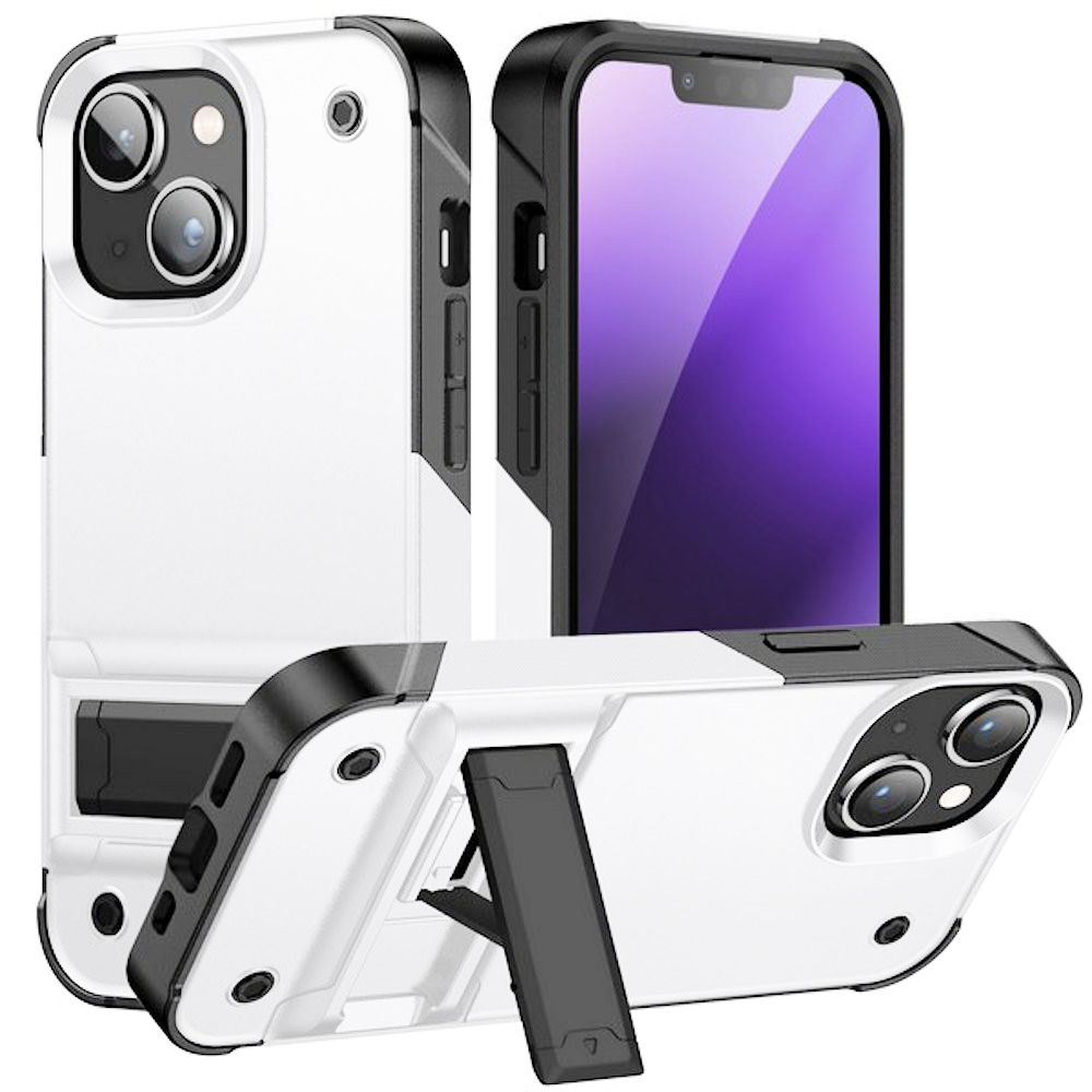 TUFF Hybrid Armor Case with Kickstand for iPhone 14 Plus - White - HD ...