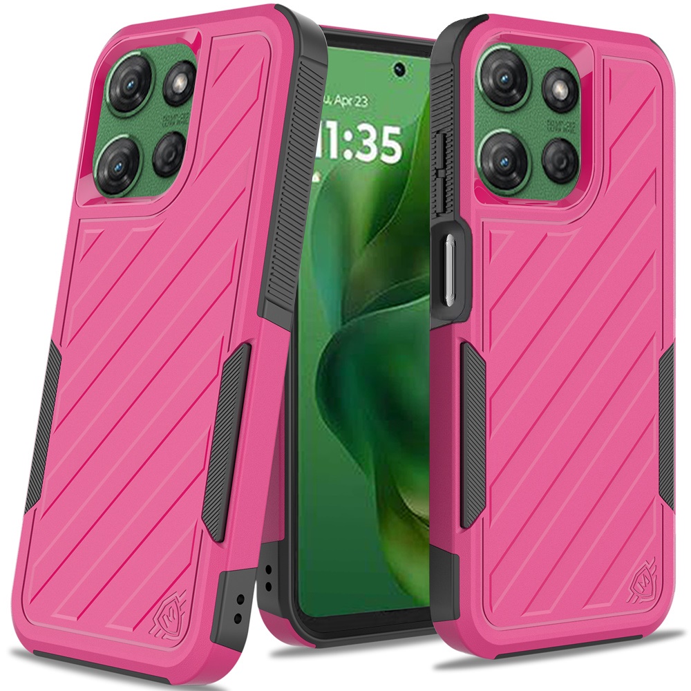 Military Grade Noble Hybrid Armor Case for Motorola Moto G Power 2025 Hot Pink HD Accessory