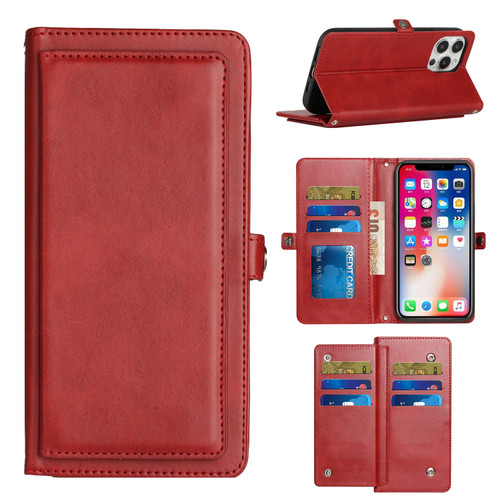 Premium Leather Folio Wallet Case for iPhone 11 Pro Max - Red - HD