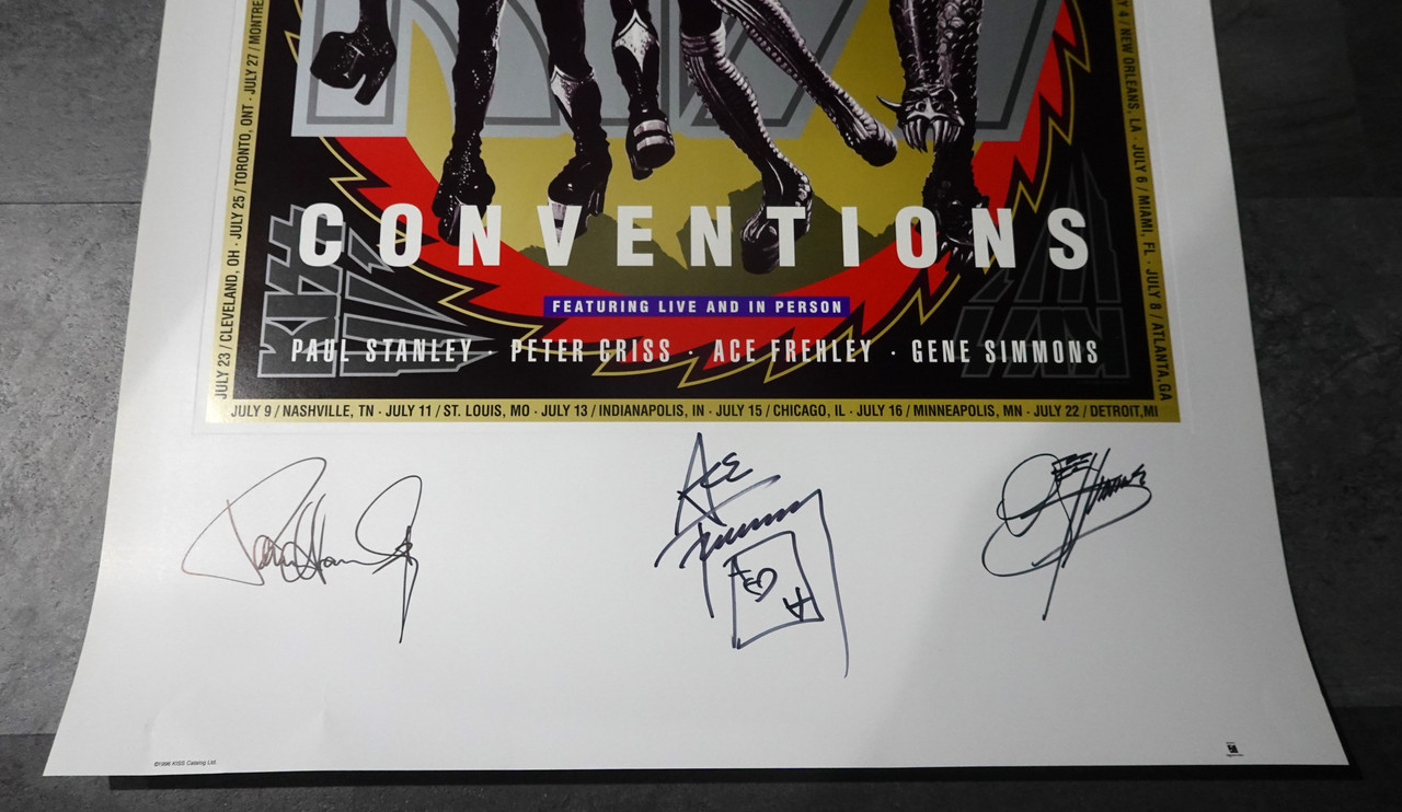 KISS 95-96 Convention Hand Signed Autographed Lithograph