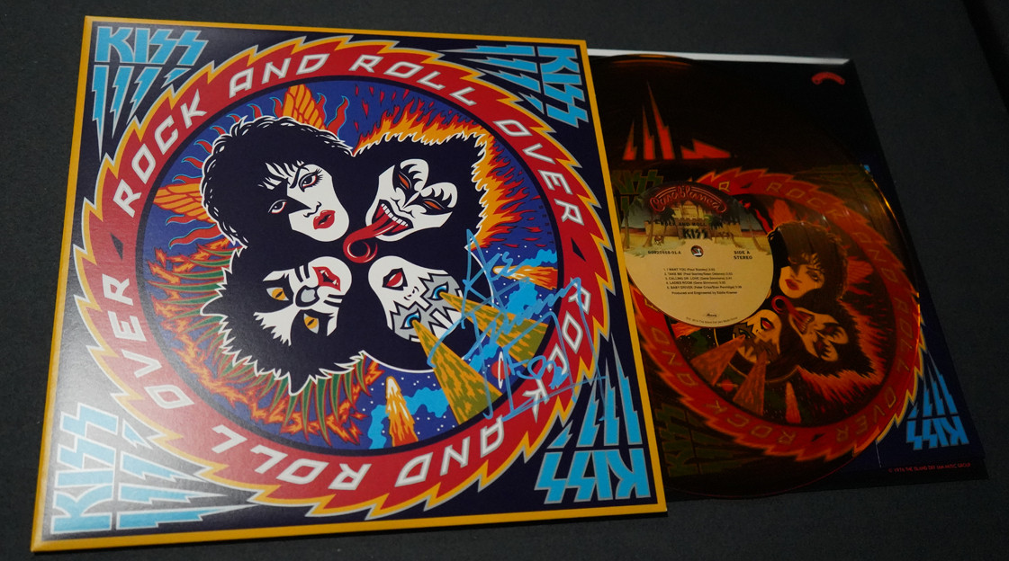 Ace Frehley SIGNED Rock And Roll Over Orange Vinyl LP in BLUE KISS