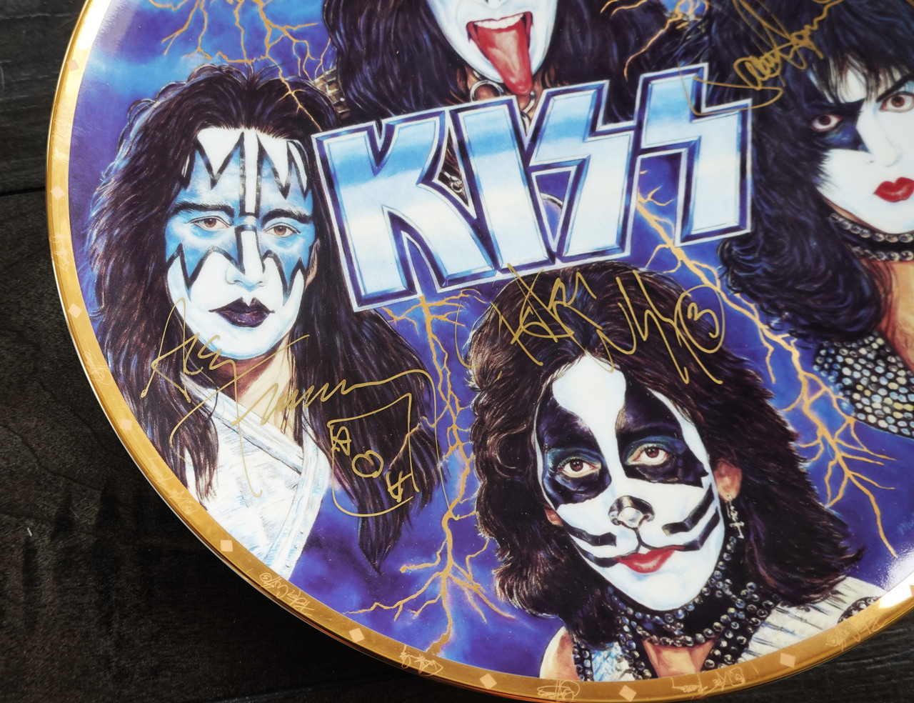 KISS & Artist SIGNED KISS Reunion Era Gartlan 24KT Gold Plate