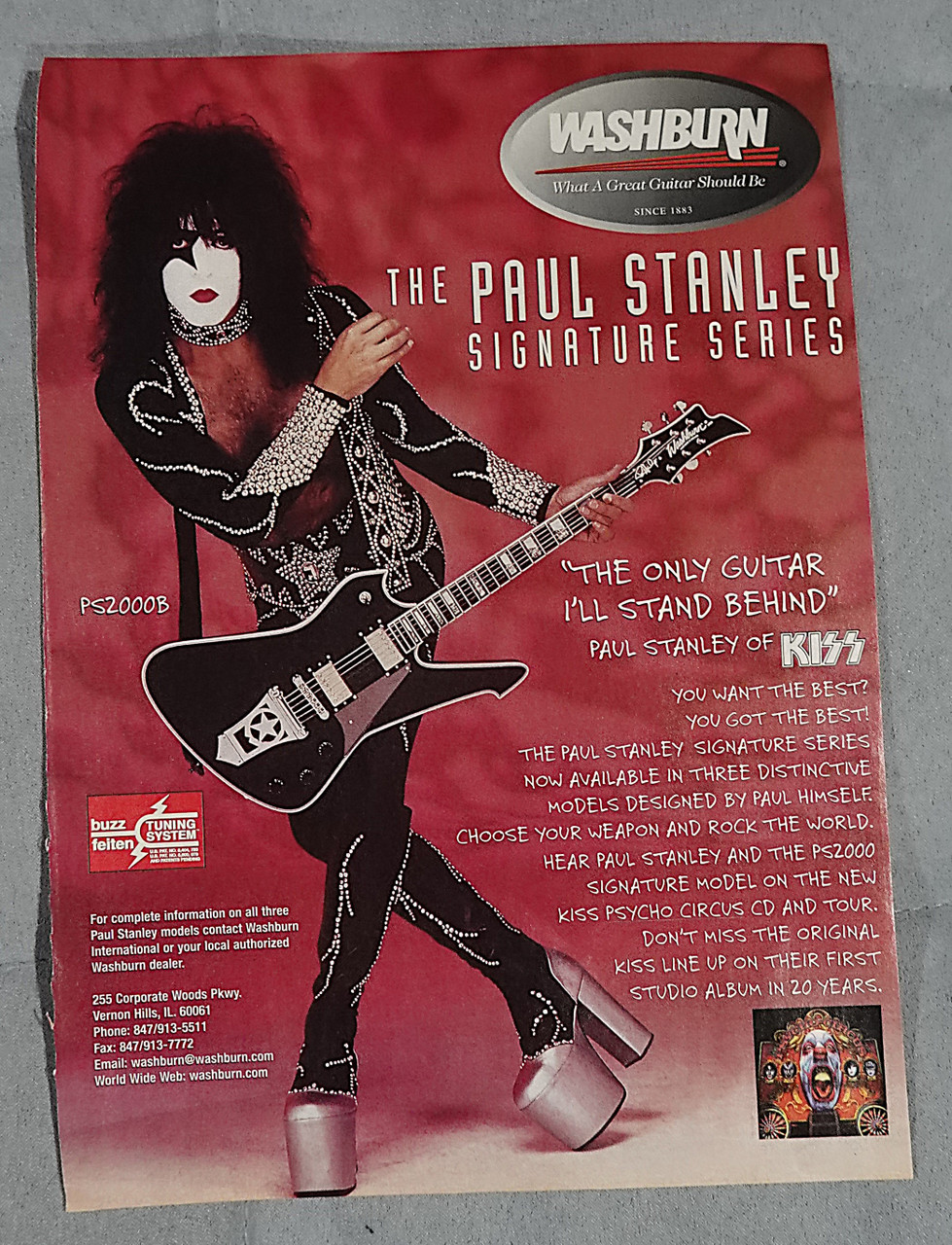KISS Paul Stanley Washburn Guitars Magazine Ad