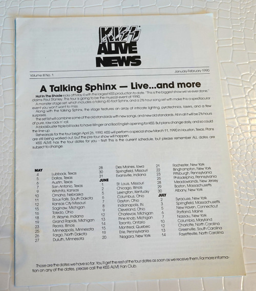 KISS Alive News Volume 3 Issue 1 January 1990