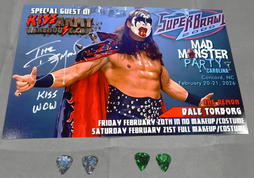 Dale Torborg SIGNED Promo Poster for Mad Monster Party in Carolina with Guitar Picks and Signed Trading Card