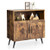 Mid-century Wooden Storage Cabinet Wine Glass Holders-Rustic Brown - Color: Rustic Brown D681-HV10126CF