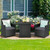 3 Pieces Patio Rattan Furniture Set with Cushion and Sofa Armrest-Gray - Color: Gray D681-HW68178GR