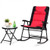 3 Pcs Outdoor Folding Rocking Chair Table Set with Cushion-Black&Red - Color: Red D681-OP3638RE