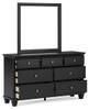 Lanolee - Dresser And Mirror - Black