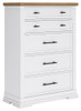 Ashbryn - Five Drawer Chest - White / Natural