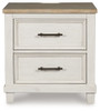 Shaybrock - Two Drawer Night Stand - Antique White / Brown