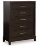 Neymorton - Five Drawer Chest - Dark Grayish Brown