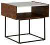 Rusitori - Rectangular End Table - Brown / Beige / White