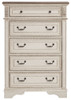 Realyn - Five Drawer Chest - White / Brown / Beige