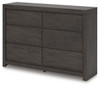 Fraluna - Six Drawer Dresser - Charcoal