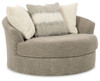 Creswell - Oversized Swivel Accent Chair - Stone