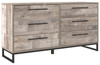 Neilsville - Six Drawer Dresser - Vinyl-Wrapped - Whitewash