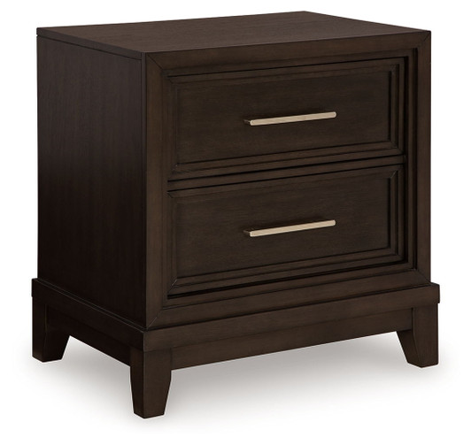 Neymorton - Two Drawer Night Stand - Dark Grayish Brown