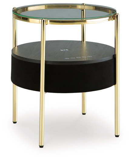 Nedman - Accent Table With Speaker - Black / Gold Finish