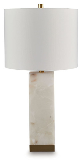 Linderfield - Alabaster Table Lamp - White / Gold Finish
