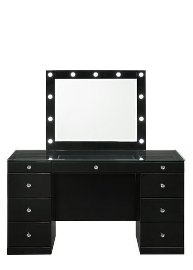 Avery - Vanity Desk With Glass Top And LED Mirroк