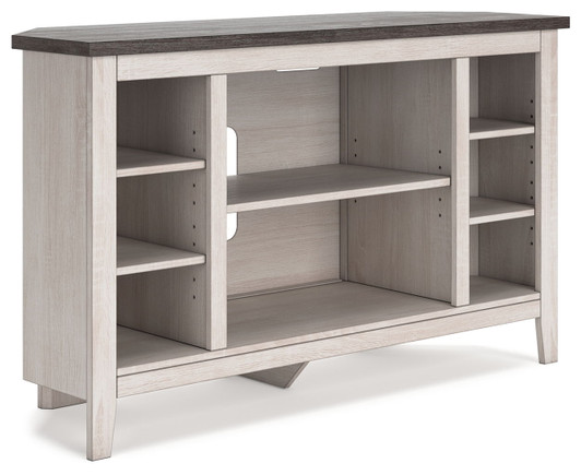 Dorrinson - Two-tone - Corner TV Stand/Fireplace OPT Dorrinson - Two-tone - Corner TV Stand/Fireplace OPT