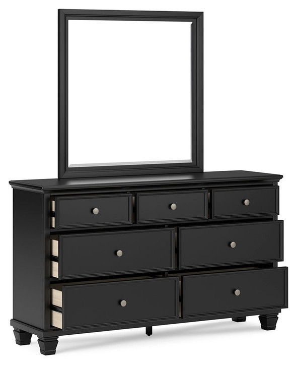Lanolee - Dresser And Mirror - Black