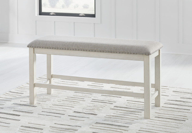 Robbinsdale - Dbl Counter Height Upholstered Dining Bench - Antique White