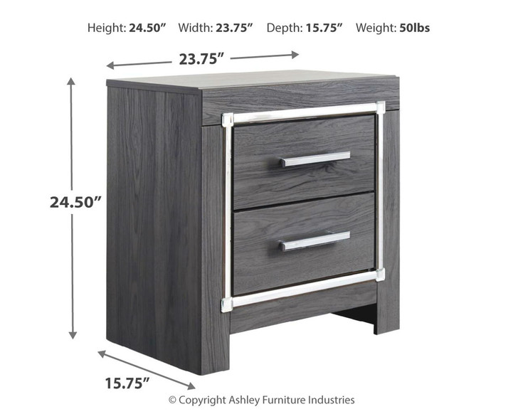 Lodanna - Two Drawer Night Stand - Gray