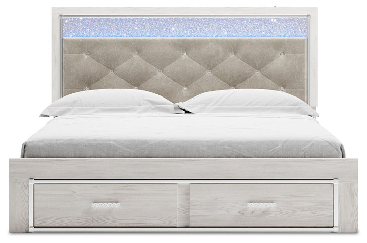 Altyra - King Upholstered Storage Bed - White