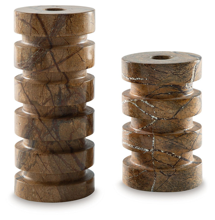 Emsleyfield - Candle Holder Set (Set of 2) - Tan